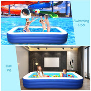 BN-LINK Inflatable Swimming Pool, Oversized Thickened Rectangular Family Pool, Blue, 118 in x 68 in x 22 in, GI90