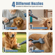 Edx Dog Blower Pet Hair Dryer, Adjustable Wind Speed, 3 Temperature Modes, 4 Detachable Nozzles, 6.5ft Cord, Gray, CW-CSJ-5JT-GY