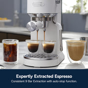De'Longhi Dedica Duo Espresso Machine, Compact Vanilla, Digital Touch Display, Advanced Thermoblock, Steam Wand, 35 oz Water Tank, EC890WI