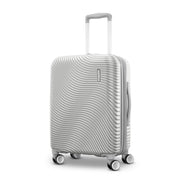 American Tourister Color Waves Carry On Expandable Luggage Suitcase with 360-Degree Dual Spinner Wheels, Silver