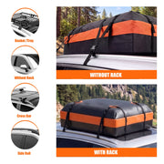 CONCETTA Car Rooftop Cargo Carrier, 15 Cubic Feet Waterproof Durable Roof Bag with Straps and Anti-Slip Mat, Universal Fit