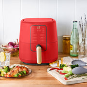 Beautiful 3 Quart Digital Air Fryer with TurboCrisp Technology, EverGood Ceramic Nonstick Coating, Digital Display, Tomato Red, 29024