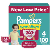 Pampers Swaddlers 360 Baby Diapers Size 4, 100 Count