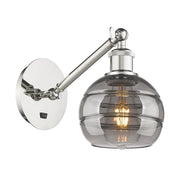Innovations Lighting Bruno Marashlian Rochester 6 Inch Wall Sconce, Polished Nickel, Smoked Glass Shade, Adjustable Swing Arm, 317-1W-PN-G556-6SM