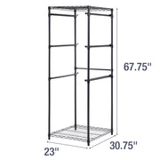 CleverMade Tote Tower Single 5-Tier Heavy-Duty Steel Storage Rack, Black, Freestanding Organizer for Garage Pantry Laundry Room TOTWR-006-006