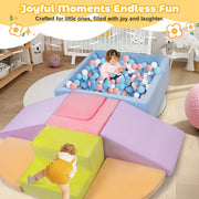 Yexmas 7-Piece Soft Foam Climbing Toys Set with Ball Pit, Indoor Play Gym for Toddlers, Multicolor, SF005F