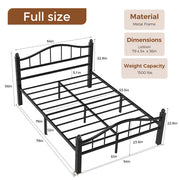 Kinsfook 16674853547 Full Size Metal Bed Frame, Noise-Dampening, 12 Inch Underbed Storage, Black, Heavy-Duty Support, Tool-Free Assembly