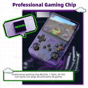 VILCORN R36S Handheld Game Console, 128GB Storage, 3.5-Inch HD Screen, RK3326 1.5GHz Processor, 50+ Emulators, Black