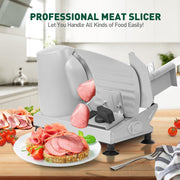 MULISOFT Electric Meat Slicer with Dual 7-Inch Removable Stainless Steel Blades, Adjustable Thickness up to 0.6 in, Child Lock Protection, Aluminum Housing, Silver