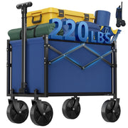 Gianna Small Folding Collapsible Utility Wagon Cart, 220 LBS Capacity, Adjustable Telescoping Handle, Smooth-Rolling Wheels, Lightweight Frame, Blue, OC-YTC26MN-BU