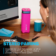 JLab JBuds Party Portable Bluetooth Speaker, 30W RMS, Pink, Waterproof, USB-C, LED Light, Rechargeable