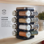 Kamenstein 16-Jar Plaza Spice Rack with Ridge Metal Caps, Revolving Countertop Organizer, Multicolor, 5296272
