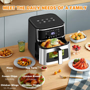 Yilush Multifunctional Digital Air Fryer with Rotisserie and Dehydrator, 17 Touch Screen Presets, XL 7L Capacity, Auto Shutoff, Large Easy-View Window, Black, HQKJ