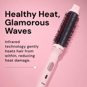 L'ANGE HAIR GlamWave Thermal Ionic Brush, 38mm Ceramic Barrel, Infrared Technology, Adjustable Heat 260F-410F, Blush