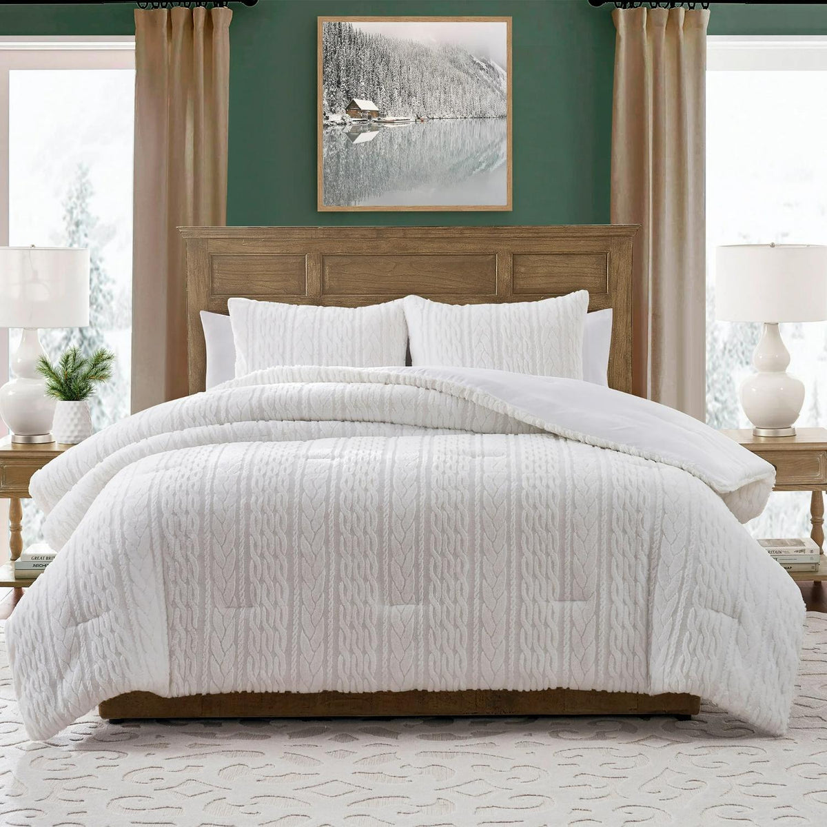 VCNY Home MTD466170522039 My Texas House Anabel Carved Fur 3-Piece Whi ...