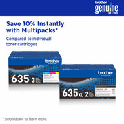 Brother Genuine TN635XLBK High Yield Black Printer Toner Cartridge, 5,500 Page Yield