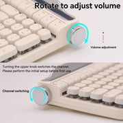 OUSEITECH ACTTO B705 Retro Typewriter Mechanical Keyboard, Cream White, Dual-Mode Bluetooth and Wired, Blue Switch, RGB Backlight, Knob and Stand