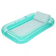 Member's Mark Inflatable Sun Tub Tanning Pool Float, Teal Checkered - Waterproof
