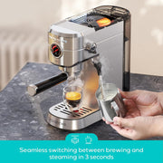 Casabrews 5418 Pro Espresso Machine, 20-Bar Italian Pump, Rapid 5-Second Heat-Up, Integrated Milk Frother, Silver