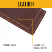 Carhartt Rodeo Leather Wallet, Durable Full-Grain Leather, Triple Stitch, Bifold with ID Window, Black