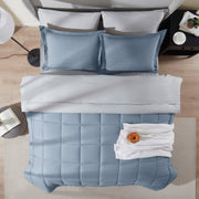 Lammaloe King Comforter Set, Reversible Down-Alternative Microfiber, 7-Piece Bedding Set, Stone Blue