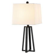 Safavieh Acosta Black Iron Table Lamp with White Cotton Shade, LED Bulb Included, 21 in, TBL4505A