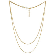 Brilliance Fine Jewelry Silver 18K Gold Plated 2-Strand Curb Necklace, Gray, 16in + 2in Extension
