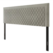 Castle Place WC8540TUHB-GY-VV Velvet Upholstered Headboard, Transitional Geometric Diamond Design, Grey, Twin