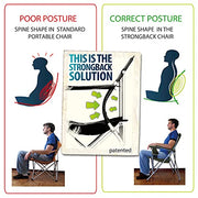 STRONGBACK Elite 2.0 Adult Camping Chair with Patented Lumbar Support, Foldable, Lightweight, Lime Green/Grey, Carry Bag Included