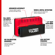 Hyper Tough HYPR7 7-Sensor LED Electronic Stud Finder with Deep Scan Mode, Battery Powered