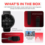 Reebok Stride Smartwatch, Fitness Tracker with Heart Rate and SpO2 Monitor, 1.43 in AMOLED Display, 80+ Sports Modes, 10-Day Battery, IP68 Water Resistant, Black