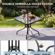 Pirecart 5-Piece Patio Dining Set with Square Glass Table and 4 Stackable Textilene Chairs, Black, BP1024