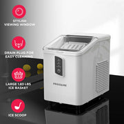 Frigidaire Countertop Ice Maker, 26 lbs Daily, Bullet Shaped Ice, White, EFIC187-WHITE