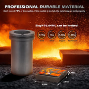 Naipo 5KG Smelting Furnace Kit, 2500W Electric Metal Furnace, 1200C Max Temperature, Grooved Graphite Crucible, Ingot Mold for Melting Gold Silver Copper Aluminum, RR-J2