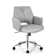 Costway CB10227GR Gray Hollow Mid Back Leisure Office Chair Adjustable Task Chair with Armrest