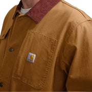 Carhartt Men's Iconic C01 Rugged Flex Duck Chore Coat, Brown, Medium, Loose Fit, Wind Fighter Technology, 106675