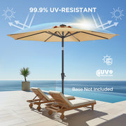 Patbrela 9ft Solar Lighted Patio Umbrella, Polyester Canopy with UV Protection, Adjustable Tilt, 32 Warm LED Lights, Aluminum Alloy Frame