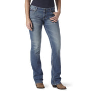 Wrangler Women's Retro Mae Mid Rise Bootcut Jeans with Stretch Fabric, Medium Wash, Embroidered Back Pockets, 1009MWZKN