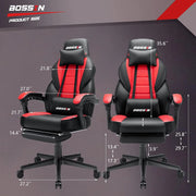 Waleaf Gaming Chair, Ergonomic Heavy Duty Design, Gamer Chair with Footrest and Lumbar Support, Red