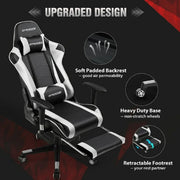 Gtracing Wmt-099sj-2-White PU Leather Office/Gaming Chair With Footrest & Adjustable Headrest, White