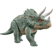 Jurassic World Gigantic Trackers Triceratops Dinosaur Action Figure Toy, Spin Wheel Attack Motion, Dramatic Evolution Feature, Multi-Color, 14 in