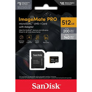 SanDisk SDSQXBD-512G-AW6KA 512GB ImageMate Pro microSDXC UHS-1 Memory Card with Adapter- Up to 200MB/s