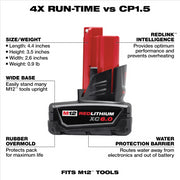 Milwaukee 48-11-2462B M12 REDLITHIUM XC6.0 12V Lithium-Ion Rechargeable Battery Pack, 2 Pieces