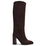 DV Dolce Vita Bardonny Wide Calf Knee High Block Heel Boot, Dark Brown Faux Suede, Size 8.5