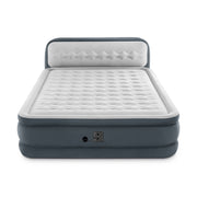 Intex 64447ED Dura-Beam Series Headboard Air Mattress with Electric Pump - Gray, Queen