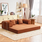 Coolhut AH-0277-200-BN Combination Sofa High Rebound Density Sponge Multifunctional Three-Seat Sofa Bed Pumpkin Brown 78.7 in