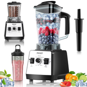 PRASKY Countertop Blender, 2-in-1 Professional, 68oz BPA-Free Jar, 1000W Motor, 6 Speeds with Pulse Control, Stainless Steel 6-Leaf Blades, Includes 25oz To-Go Cup, White