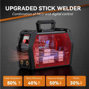 ARCCAPTAIN ARC205 Pro Stick Welder with Bluetooth App Control, IGBT Inverter, 205A Output, Stick and Lift TIG Modes, Hot Start, Arc Force, Anti-Stick, 110V/220V, Portable