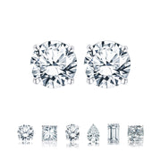 JeenMata RHJGJneprtranmn302 0.5 Carat Princess Cut Moissanite Solitaire Stud Earrings, 4 Prong Setting, 18K White Gold Plating, VS Clarity, Screw-Back RHJGJneprtranmn302