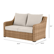 Better Homes & Gardens River Oaks Outdoor Loveseat, Handwoven All-Weather Wicker, Black Galvanized Steel Frame, Weather-Resistant Beige Cushions, Includes Patio Cover